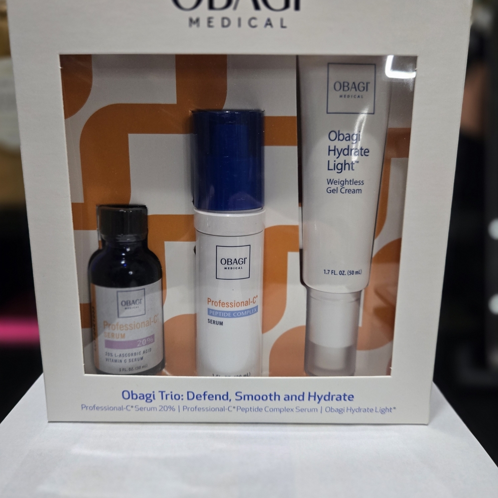 Obagi Trio- Pro-C 20% Serum, Peptide Complex & Hydrate Light Gel Cream Set.